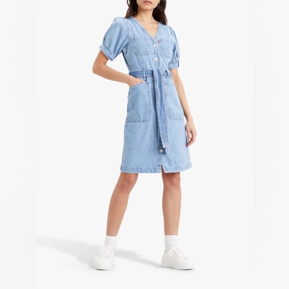 Levi's Bryn Denim Tie Waist Mini Dress